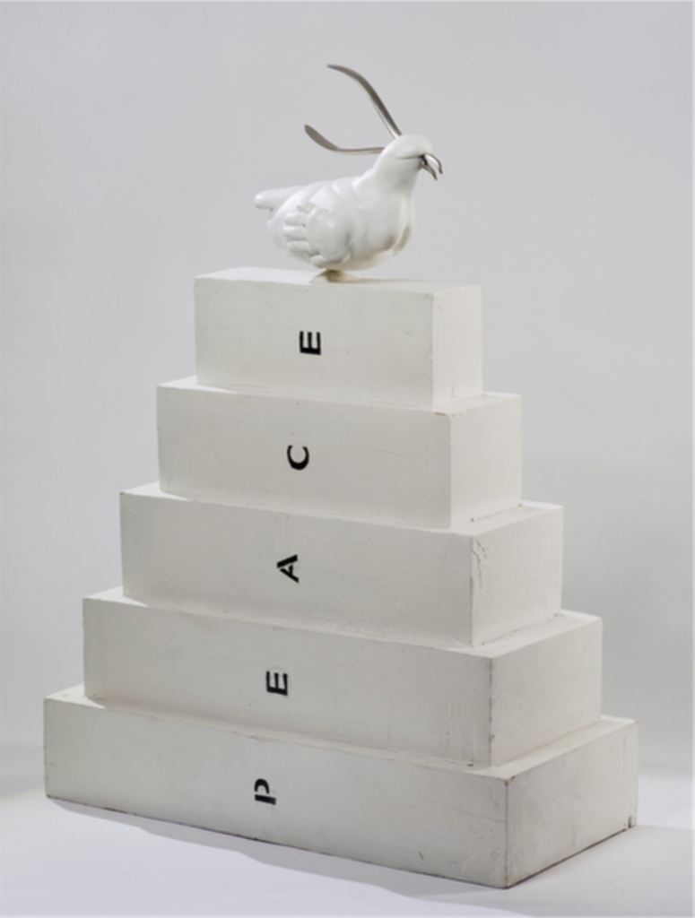 Dove of Peace, 1969, wood and plastic, 63 x 42 x 20 cm. Kimmo Kaivanto Foundation. Image: Kimmo Koskela