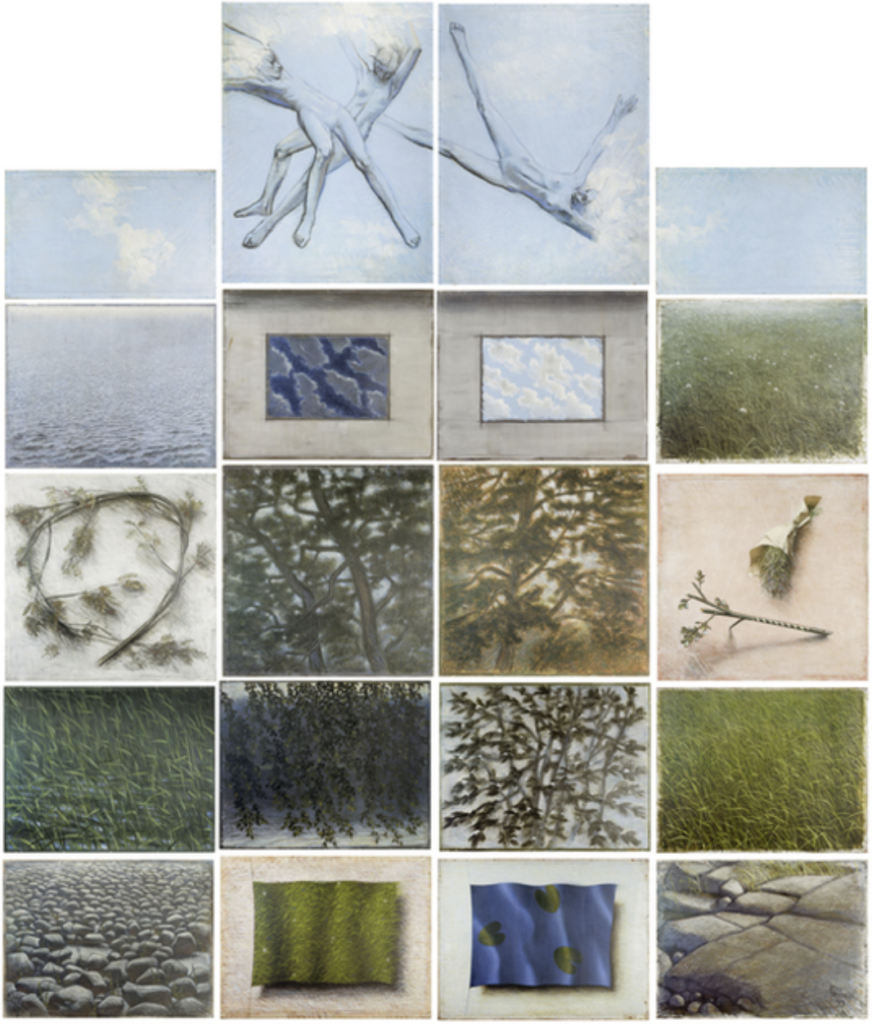 Finnish Pictures, 1977, 20-piece oil painting on Finnjet car ferry. Relocated in 2008 to the Maritime Museum of Finland, Kotka. Image: Image: Kimmo Kaivanto Foundation archive