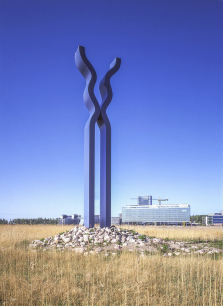 Biogenesis (regeneration), 1999, sculpture painted fully blue was relocated to Keilaniemi, Espoo. Image: Seppo Hilpo